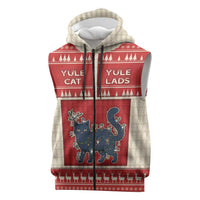 Yule Cat And Yule Lads Sleeveless Zip Hoodie Cute Retro Style - Wonder Print Shop