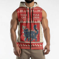 Yule Cat And Yule Lads Sleeveless Zip Hoodie Cute Retro Style - Wonder Print Shop