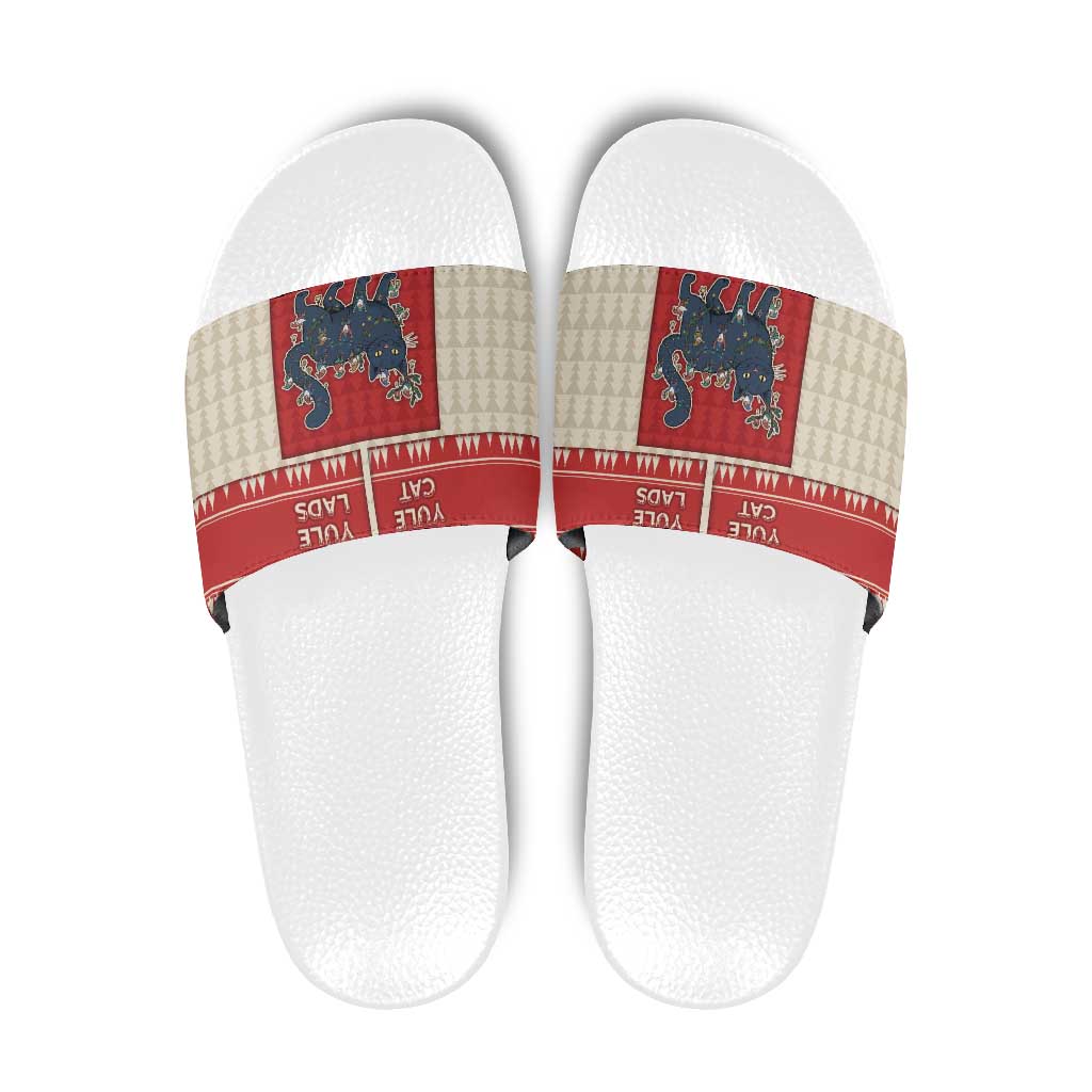 Yule Cat And Yule Lads Slide Sandals Cute Retro Style - Wonder Print Shop