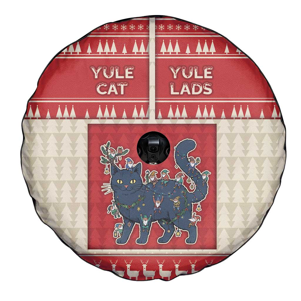 Yule Cat And Yule Lads Spare Tire Cover Cute Retro Style - Wonder Print Shop