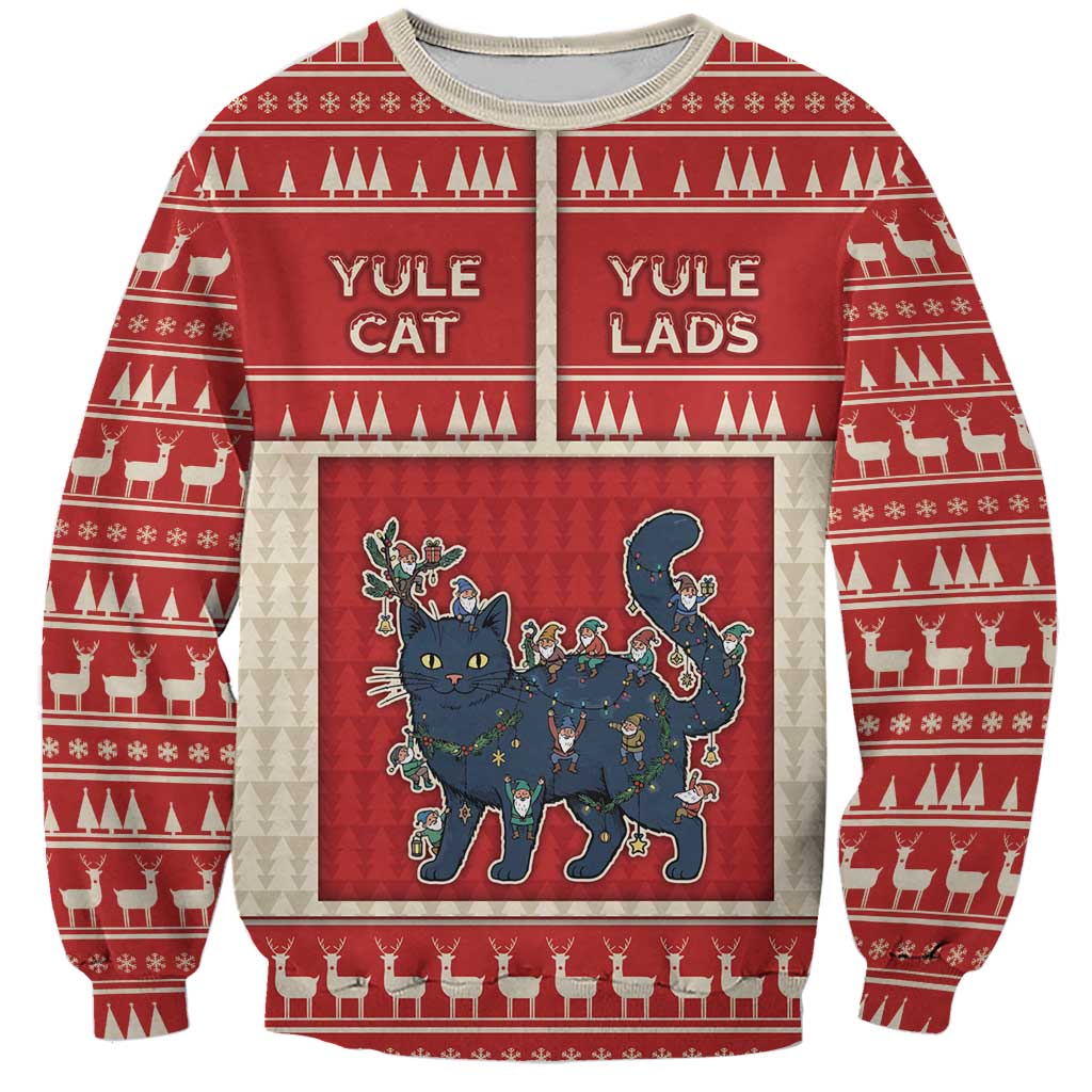 Yule Cat And Yule Lads Sweatshirt Cute Retro Style - Wonder Print Shop