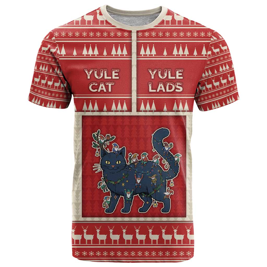Yule Cat And Yule Lads T Shirt Cute Retro Style - Wonder Print Shop