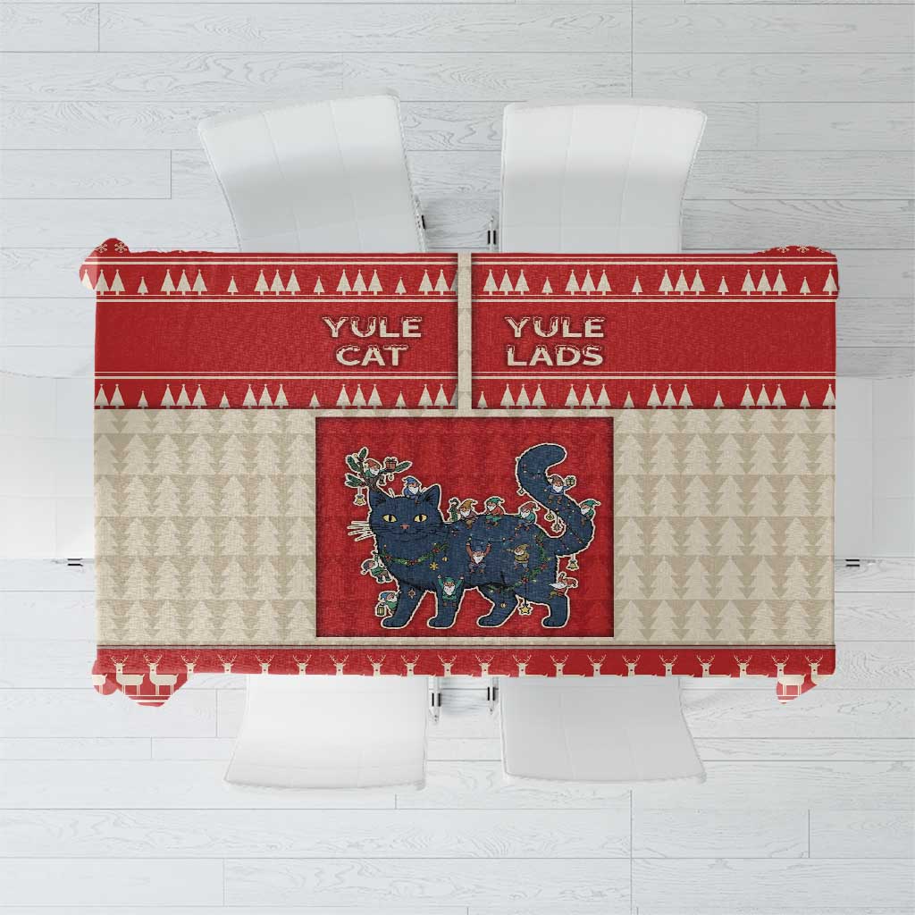 Yule Cat And Yule Lads Tablecloth Cute Retro Style - Wonder Print Shop