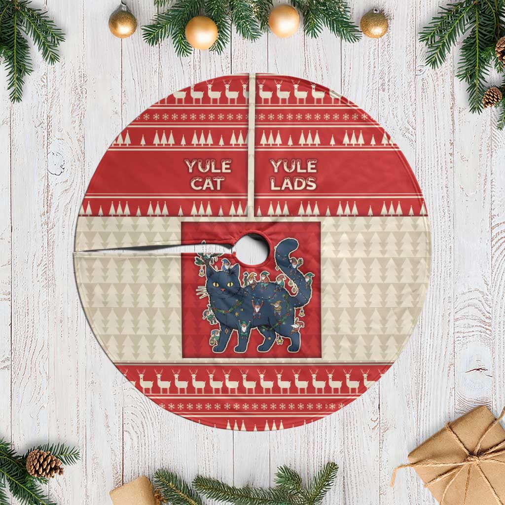 Yule Cat And Yule Lads Tree Skirt Cute Retro Style - Wonder Print Shop