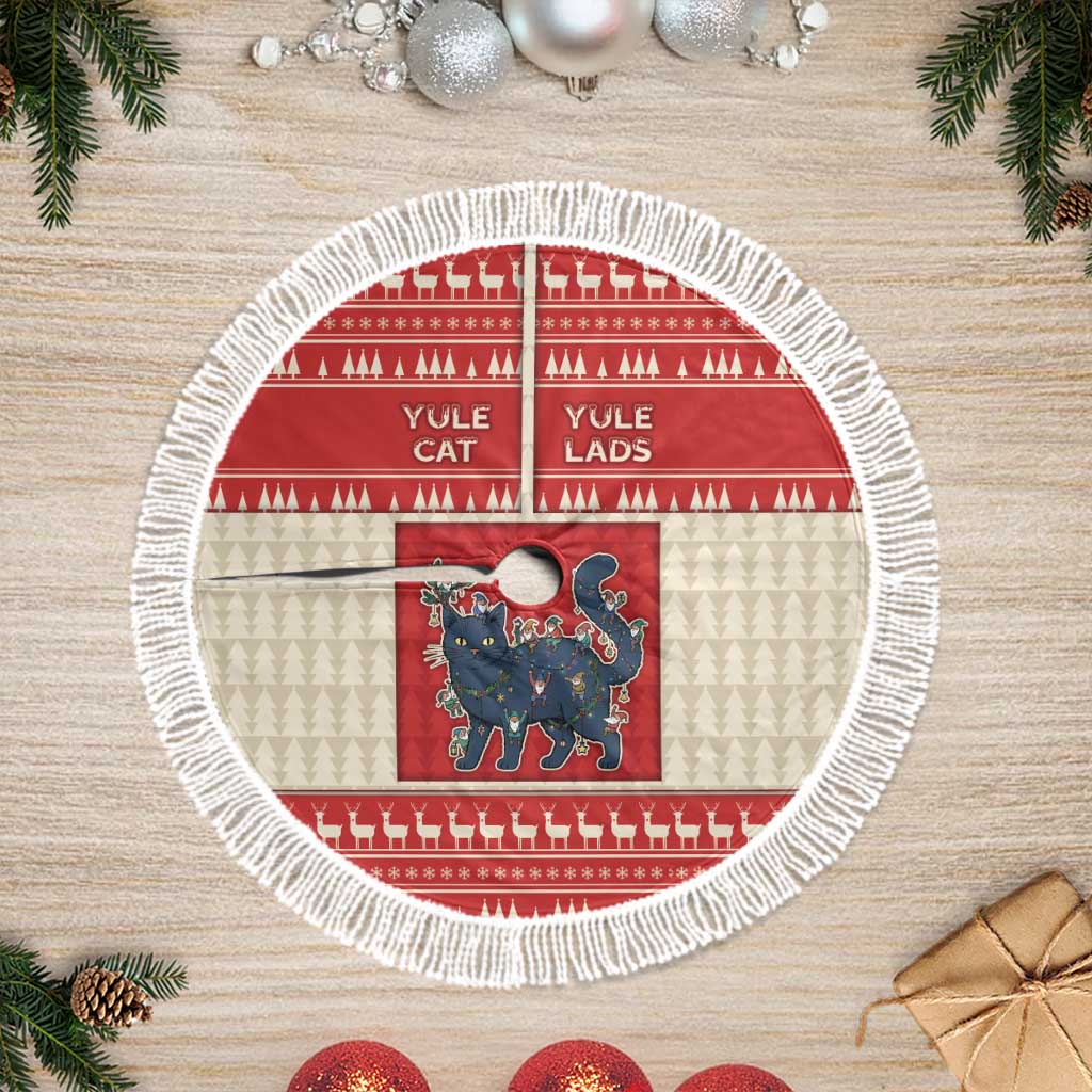 Yule Cat And Yule Lads Tree Skirt Cute Retro Style - Wonder Print Shop