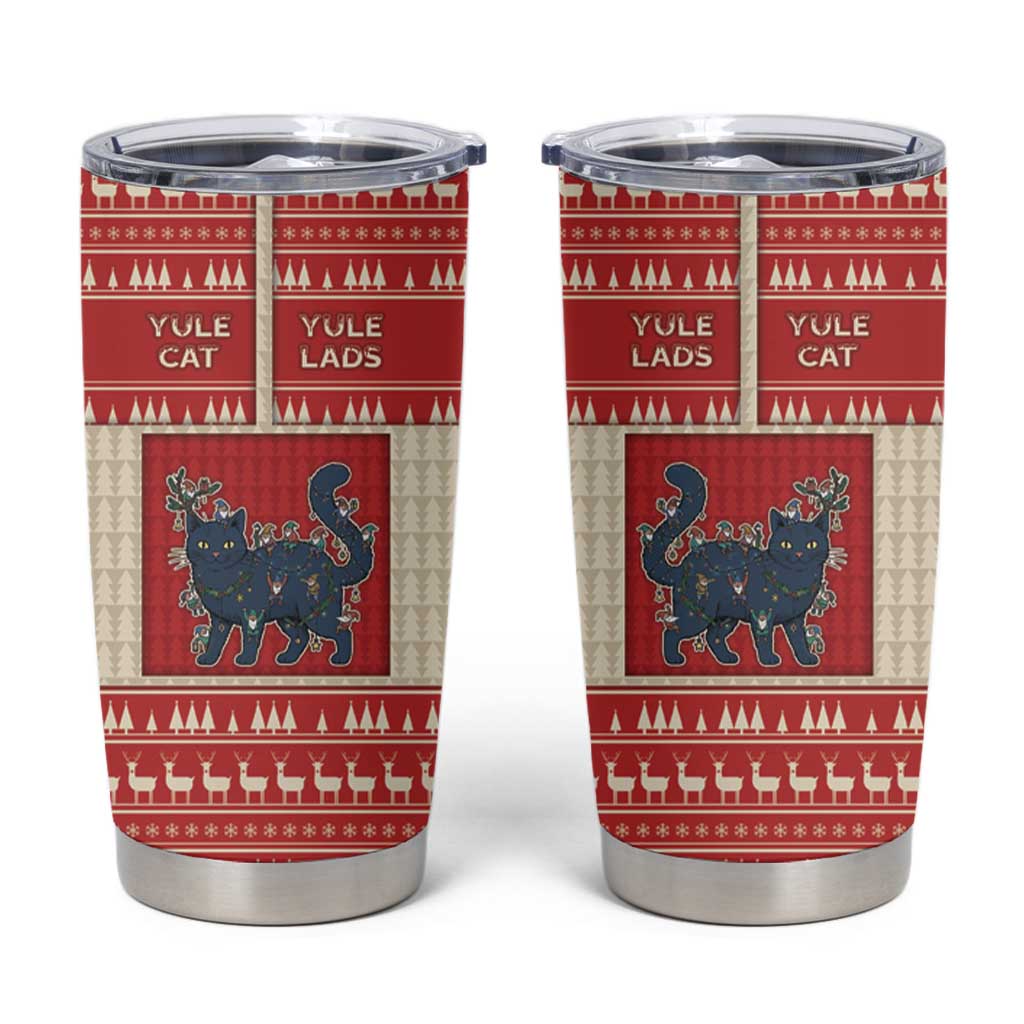 Yule Cat And Yule Lads Tumbler Cup Cute Retro Style - Wonder Print Shop