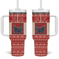 Yule Cat And Yule Lads Tumbler With Handle Cute Retro Style - Wonder Print Shop