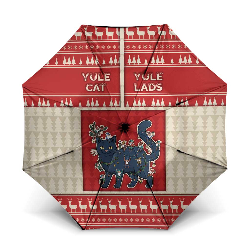 Yule Cat And Yule Lads Umbrella Cute Retro Style - Wonder Print Shop