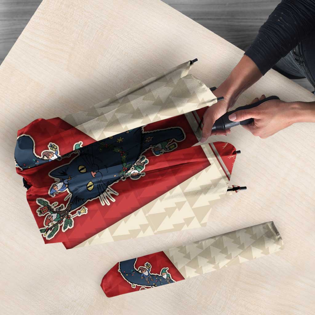 Yule Cat And Yule Lads Umbrella Cute Retro Style - Wonder Print Shop