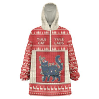 Yule Cat And Yule Lads Wearable Blanket Hoodie Cute Retro Style - Wonder Print Shop