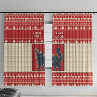 Yule Cat And Yule Lads Window Curtain Cute Retro Style - Wonder Print Shop