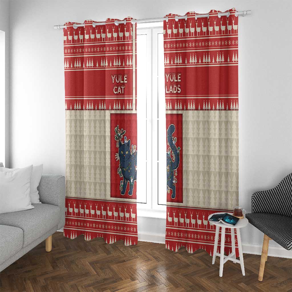 Yule Cat And Yule Lads Window Curtain Cute Retro Style - Wonder Print Shop