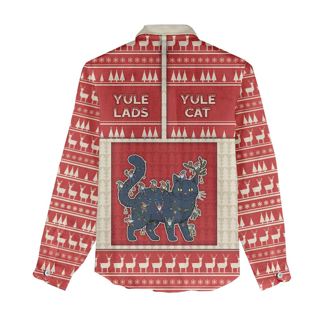 Yule Cat And Yule Lads Women Casual Shirt Cute Retro Style - Wonder Print Shop
