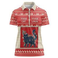 Yule Cat And Yule Lads Women Polo Shirt Cute Retro Style - Wonder Print Shop