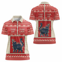 Yule Cat And Yule Lads Women Polo Shirt Cute Retro Style - Wonder Print Shop