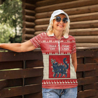 Yule Cat And Yule Lads Women Polo Shirt Cute Retro Style - Wonder Print Shop