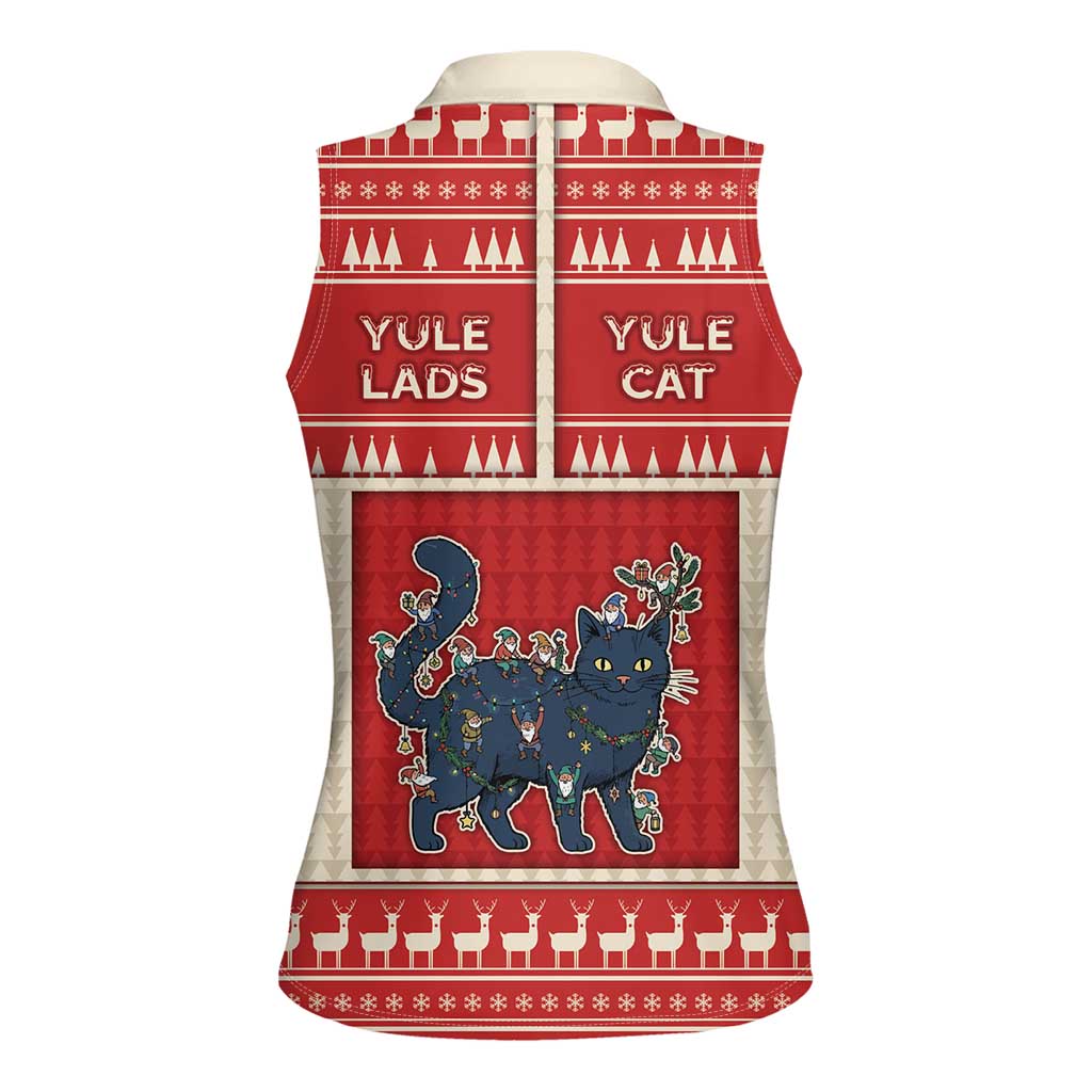 Yule Cat And Yule Lads Women Sleeveless Polo Shirt Cute Retro Style - Wonder Print Shop