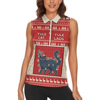 Yule Cat And Yule Lads Women Sleeveless Polo Shirt Cute Retro Style - Wonder Print Shop