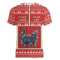 Yule Cat And Yule Lads Women V-Neck T-Shirt Cute Retro Style - Wonder Print Shop