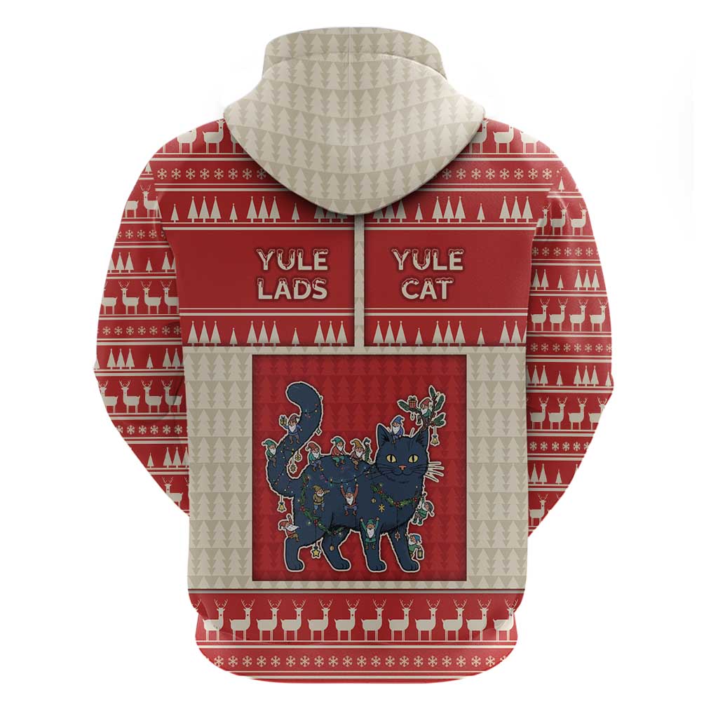 Yule Cat And Yule Lads Zip Hoodie Cute Retro Style - Wonder Print Shop