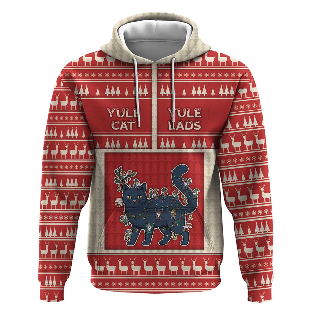 Yule Cat And Yule Lads Zip Hoodie Cute Retro Style - Wonder Print Shop