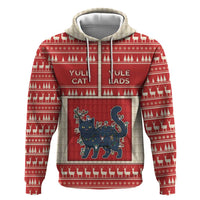 Yule Cat And Yule Lads Zip Hoodie Cute Retro Style - Wonder Print Shop