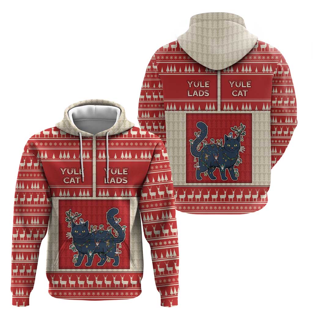 Yule Cat And Yule Lads Zip Hoodie Cute Retro Style - Wonder Print Shop