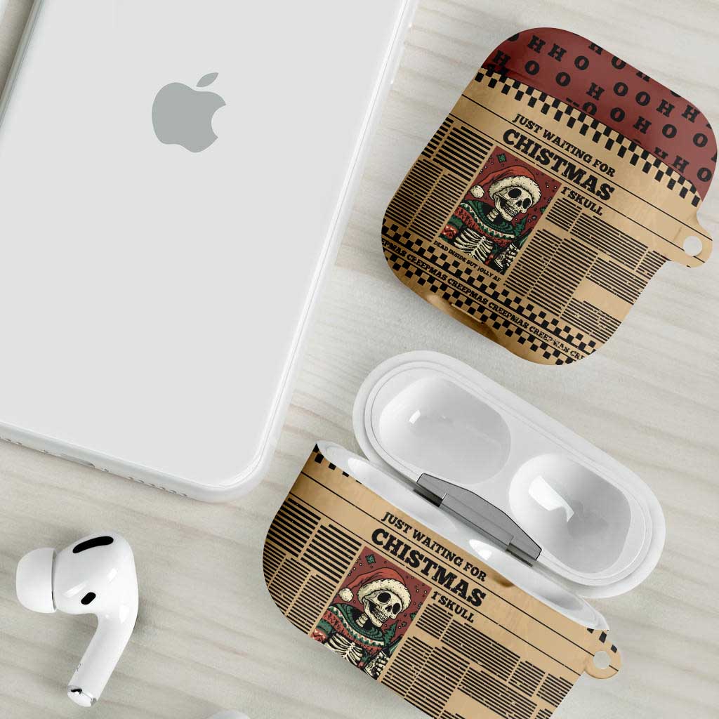 Skull Christmas AirPods Case Newspaper Retro Style - Wonder Print Shop