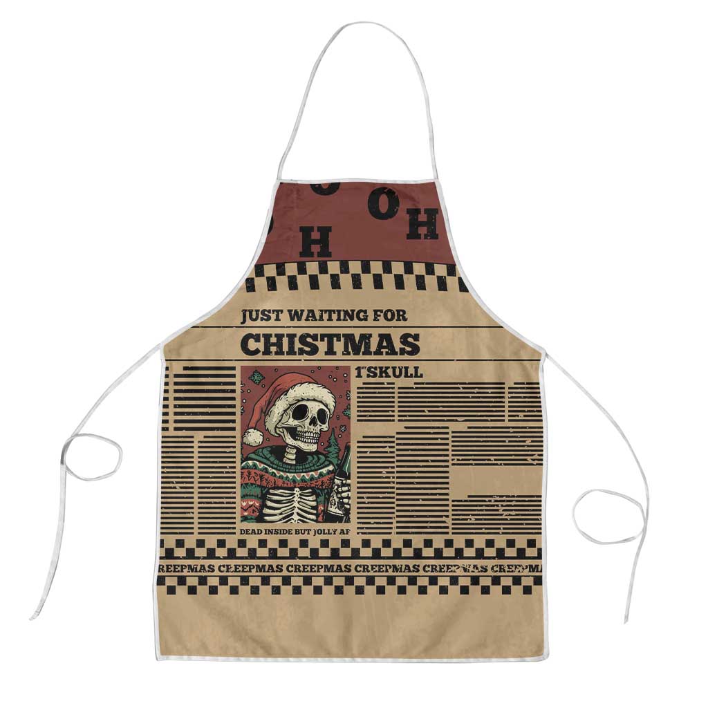 Skull Christmas Apron Newspaper Retro Style - Wonder Print Shop