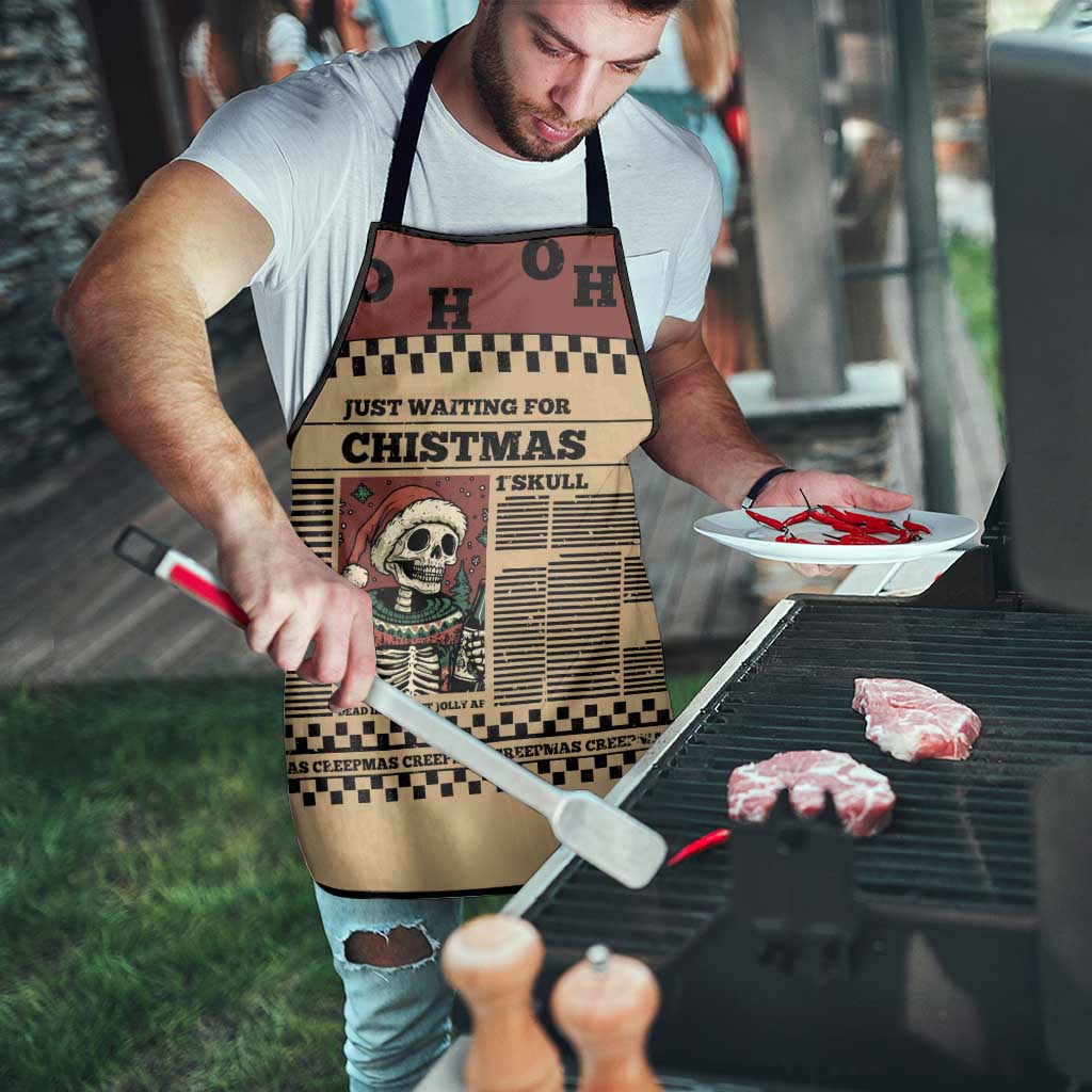 Skull Christmas Apron Newspaper Retro Style - Wonder Print Shop