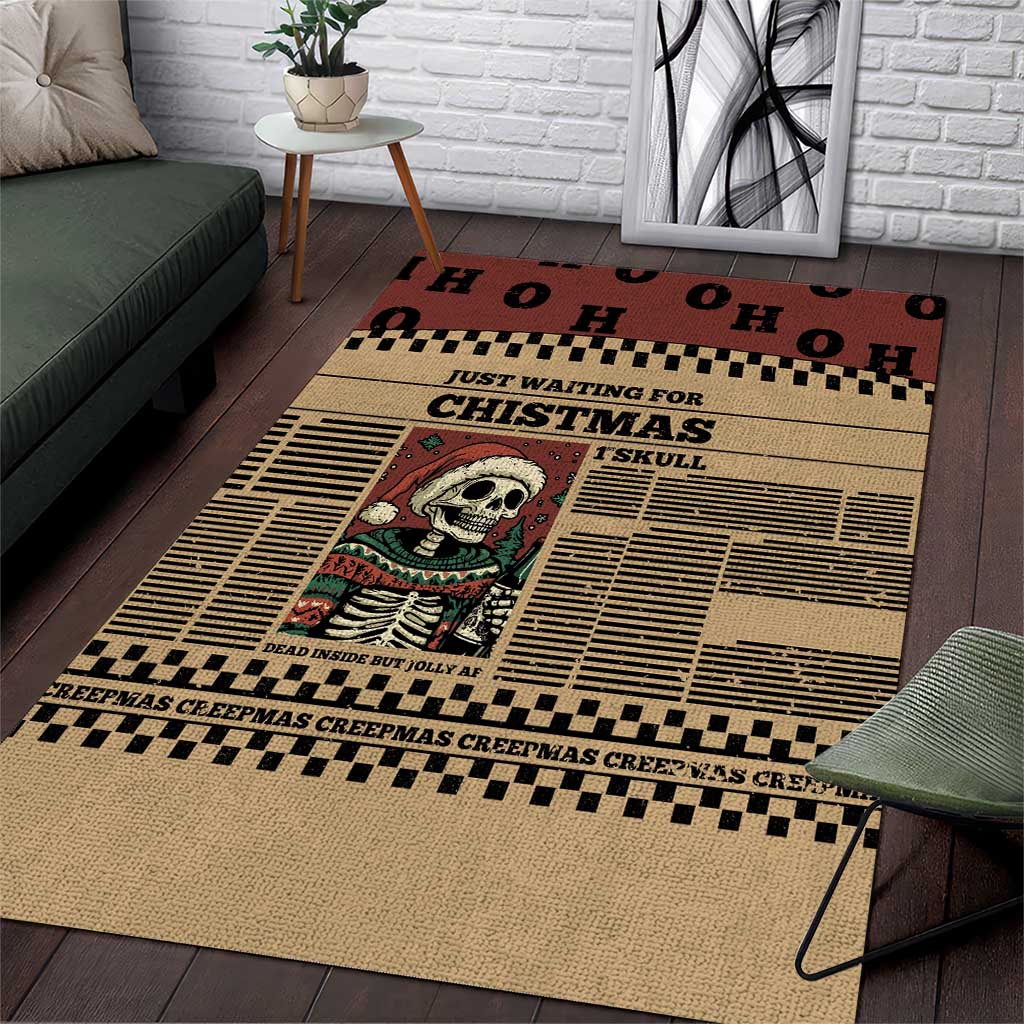 Skull Christmas Area Rug Newspaper Retro Style - Wonder Print Shop