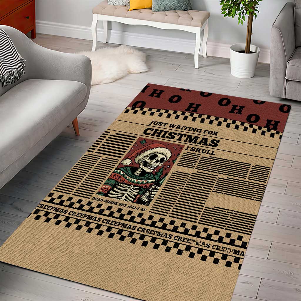 Skull Christmas Area Rug Newspaper Retro Style - Wonder Print Shop