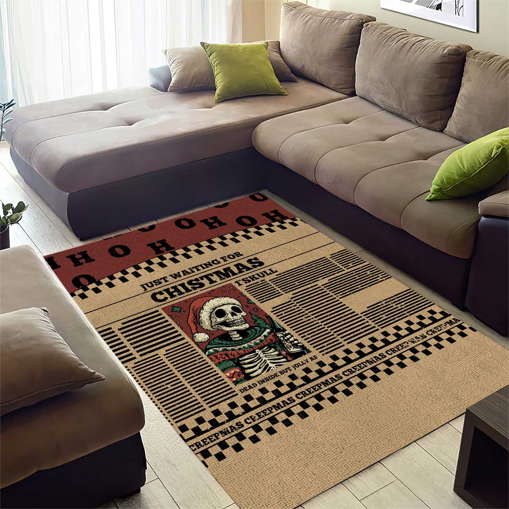 Skull Christmas Area Rug Newspaper Retro Style - Wonder Print Shop