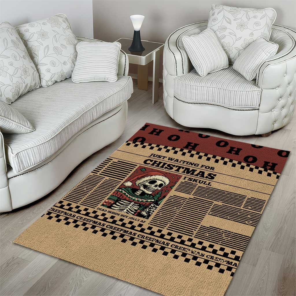 Skull Christmas Area Rug Newspaper Retro Style - Wonder Print Shop