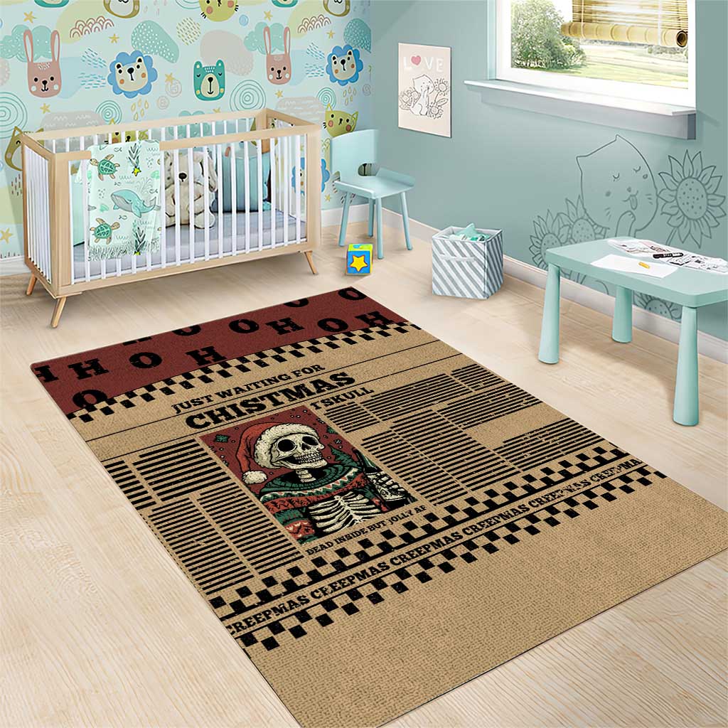 Skull Christmas Area Rug Newspaper Retro Style - Wonder Print Shop