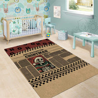 Skull Christmas Area Rug Newspaper Retro Style - Wonder Print Shop