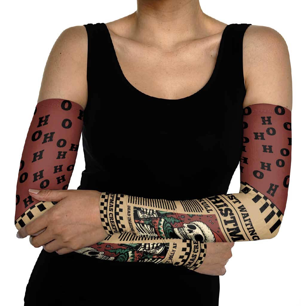 Skull Christmas Arm Sleeves Newspaper Retro Style - Wonder Print Shop