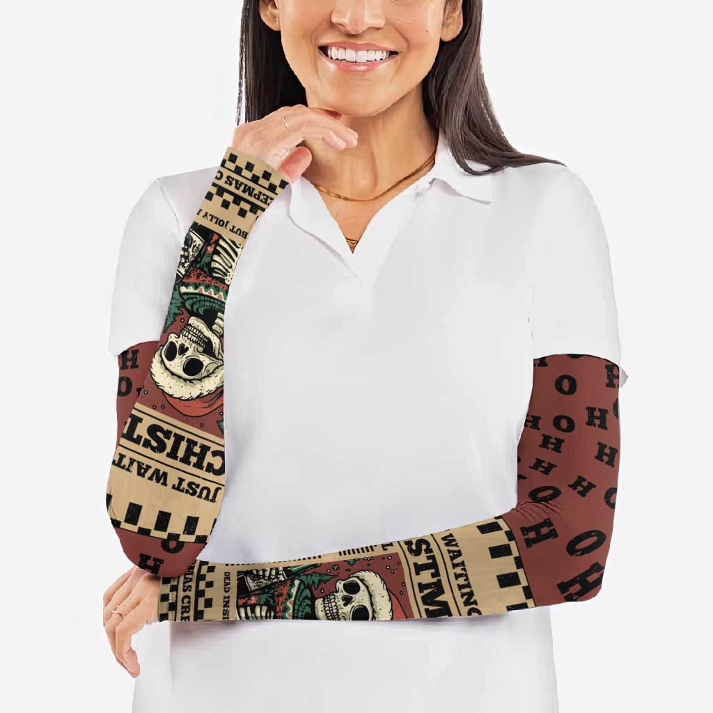 Skull Christmas Arm Sleeves Newspaper Retro Style - Wonder Print Shop