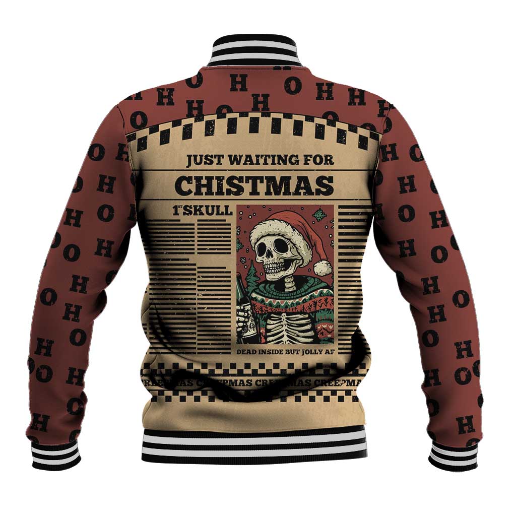 Skull Christmas Baseball Jacket Newspaper Retro Style - Wonder Print Shop