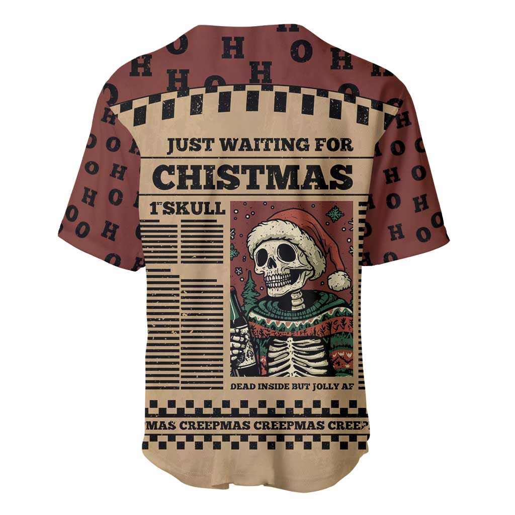 Skull Christmas Baseball Jersey Newspaper Retro Style - Wonder Print Shop