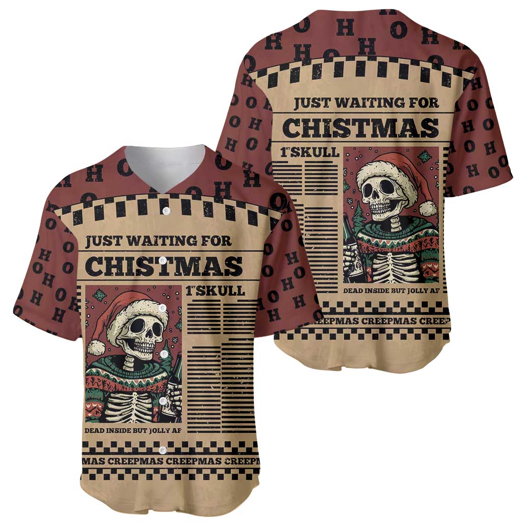Skull Christmas Baseball Jersey Newspaper Retro Style - Wonder Print Shop