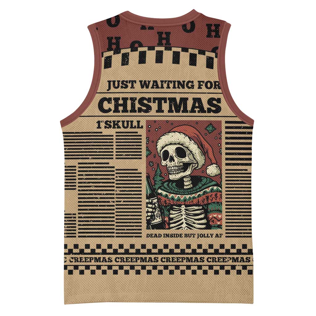 Skull Christmas Basketball Jersey Newspaper Retro Style - Wonder Print Shop