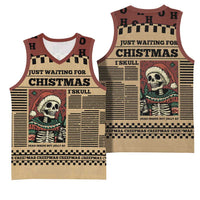 Skull Christmas Basketball Jersey Newspaper Retro Style - Wonder Print Shop