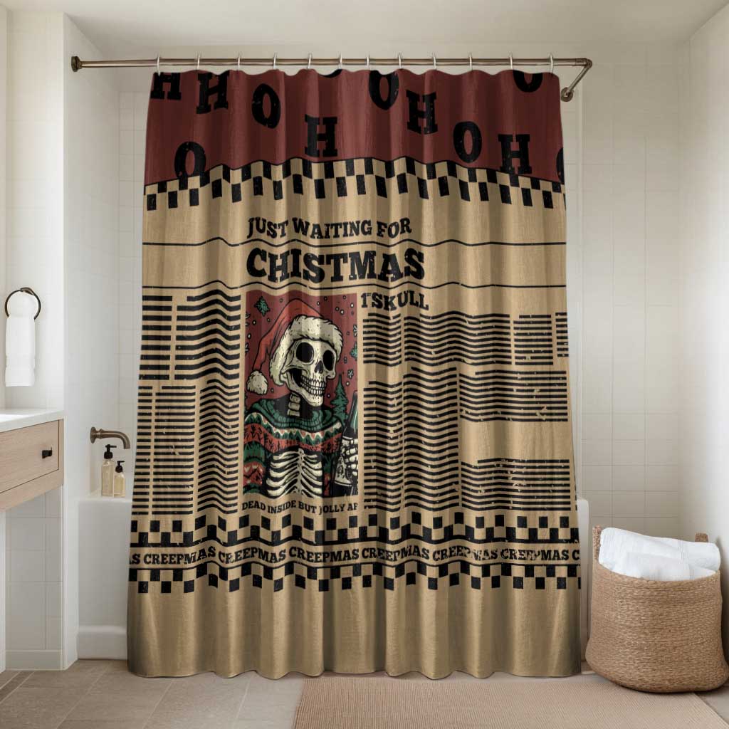 Skull Christmas Bathroom Set Newspaper Retro Style - Wonder Print Shop
