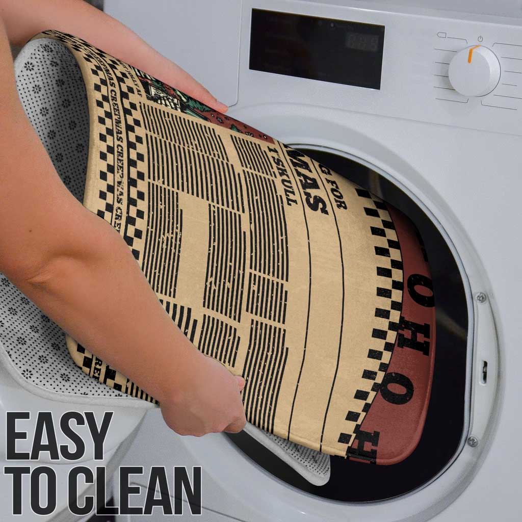 Skull Christmas Bathroom Set Newspaper Retro Style - Wonder Print Shop