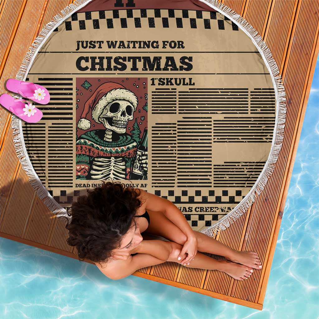Skull Christmas Beach Blanket Newspaper Retro Style - Wonder Print Shop