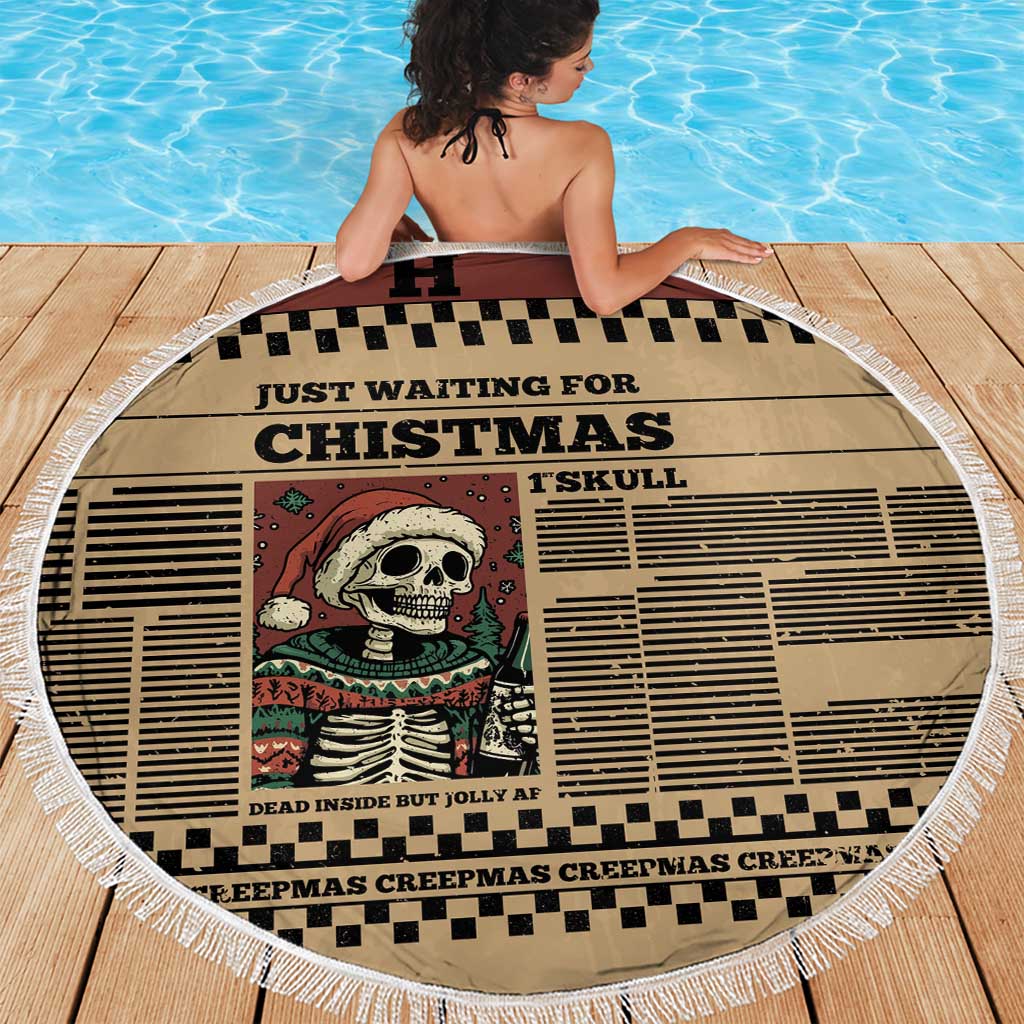 Skull Christmas Beach Blanket Newspaper Retro Style - Wonder Print Shop