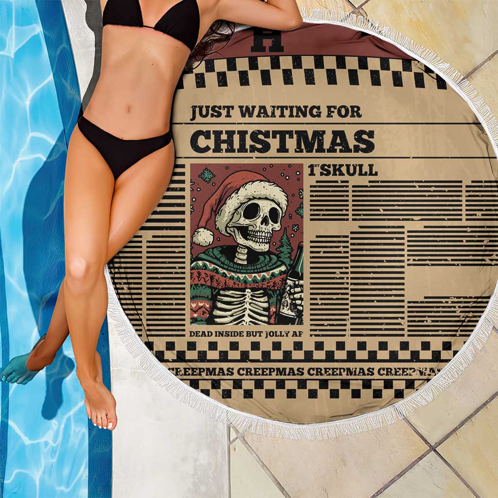 Skull Christmas Beach Blanket Newspaper Retro Style - Wonder Print Shop