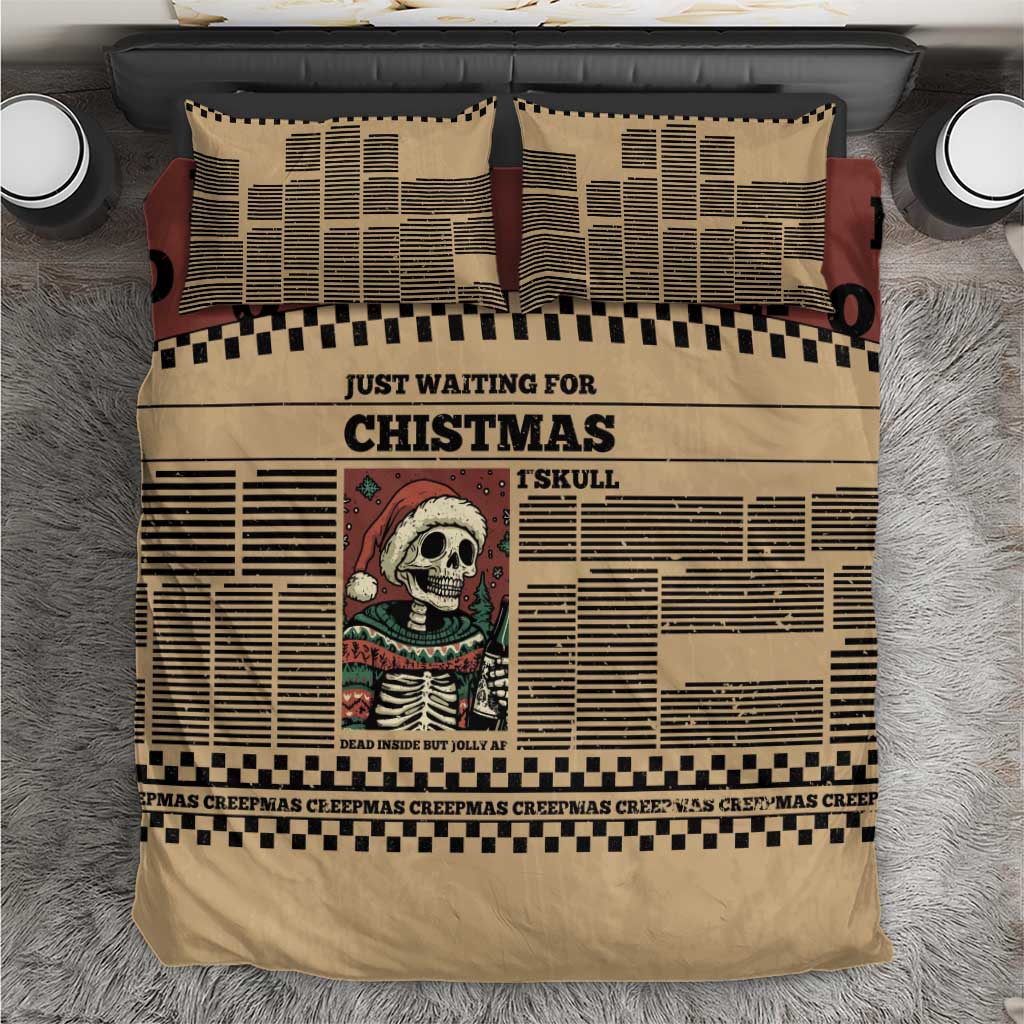 Skull Christmas Bedding Set Newspaper Retro Style - Wonder Print Shop
