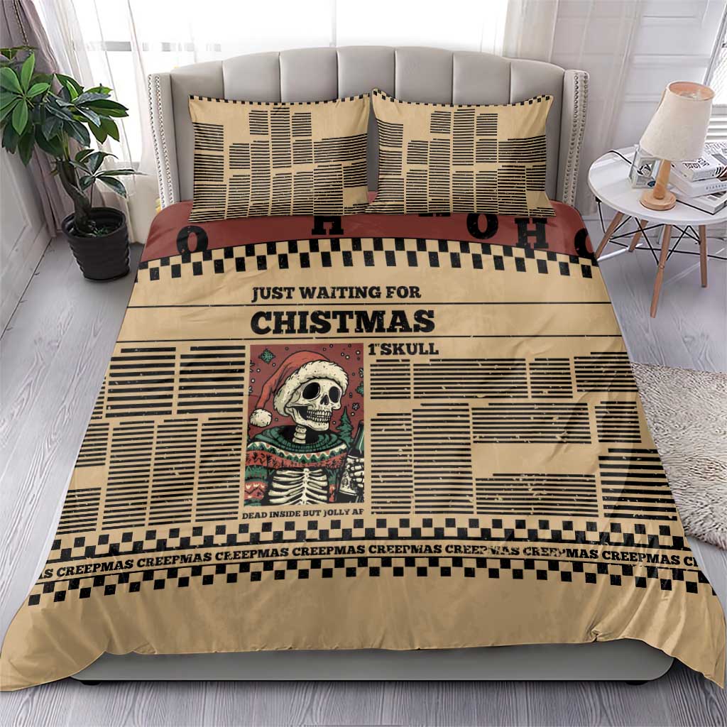Skull Christmas Bedding Set Newspaper Retro Style - Wonder Print Shop